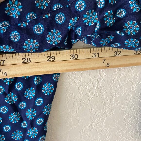 Lands End Long Sleeve Button-Up Tunic Shirt Dress L-XL Blue Floral Print Boxy La - Picture 13 of 15